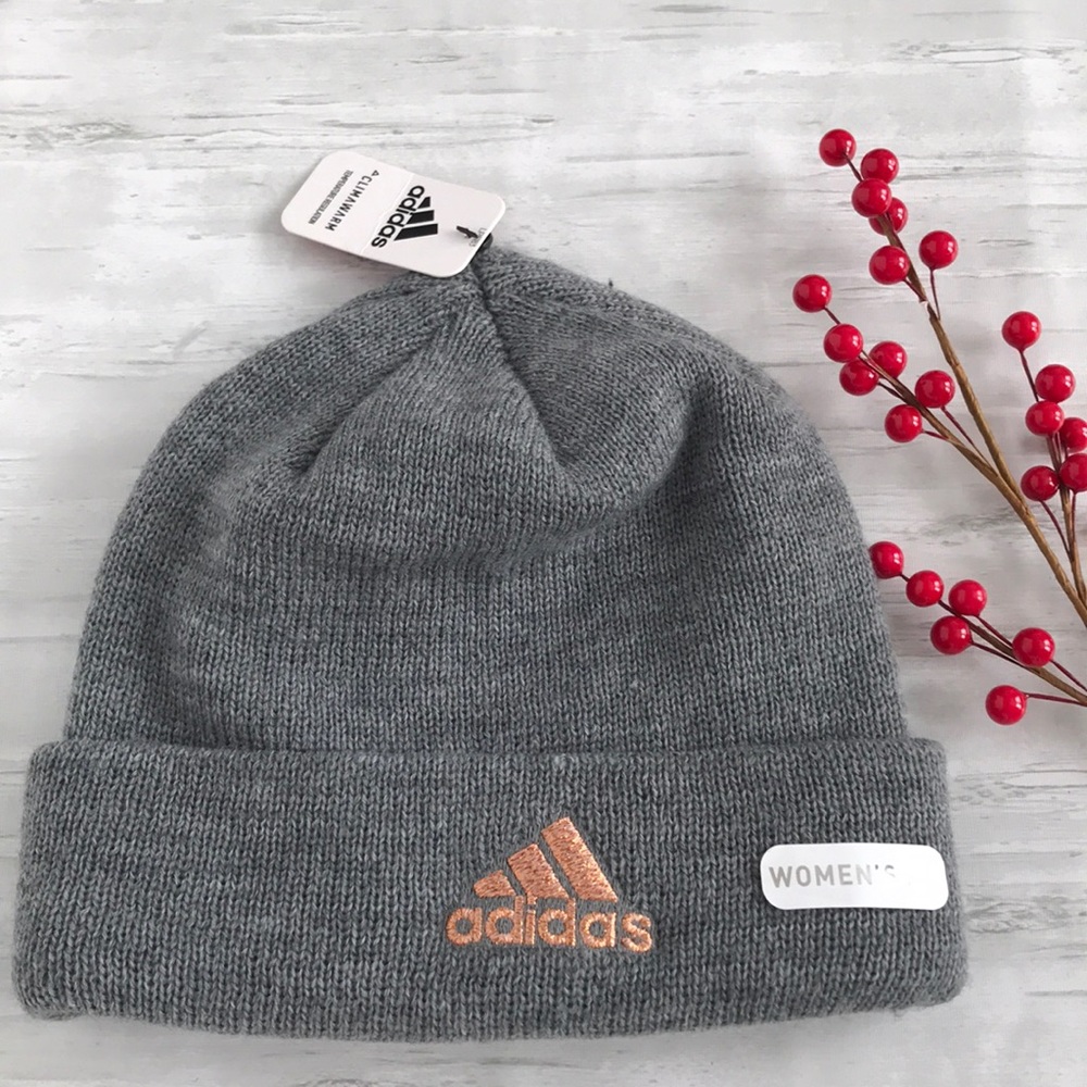 - Brand New women’s Adidas beanie rose gold logo